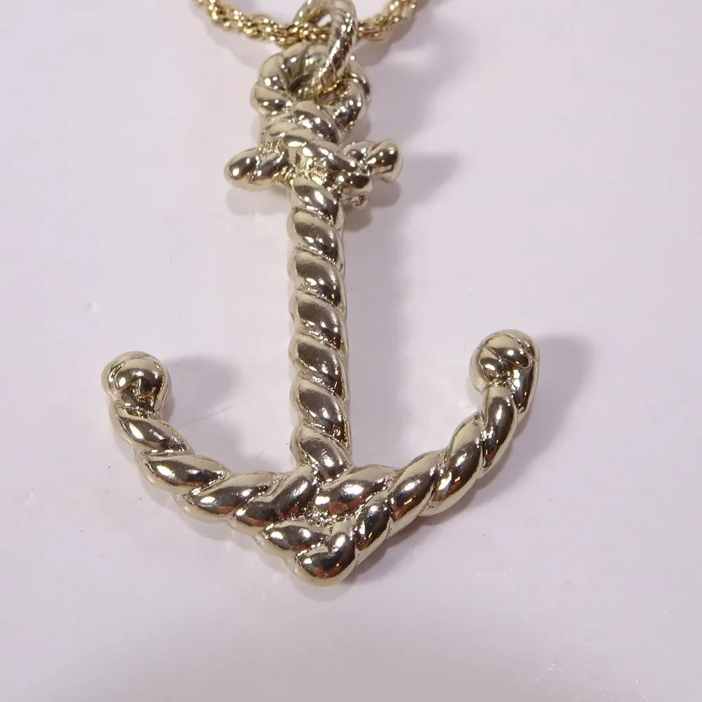 Banana Republic Roots of BR Gold Ribbon Rope Anchor Pendant Necklace NWT 88 - Picture 4 of 15